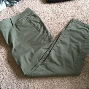 LOFT olive skinny zip pocket sateen pants